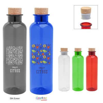 Maddie rPET Bottle With Cork Lid - 22 Oz. Product Image