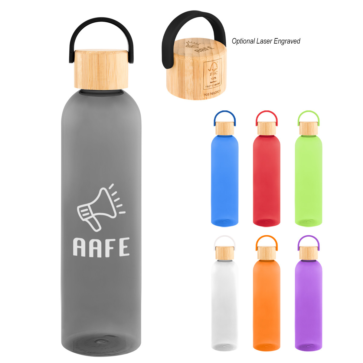 32 Oz. Jeffrey rPET Bottle With Bamboo Lid And Easy Carry Handle Product Image