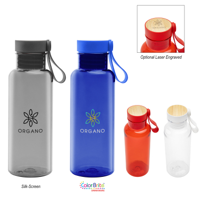 Cade rPET Bottle with Bamboo Accent Lid & Silicone Easy Carry Handle - 20 oz. Product Image