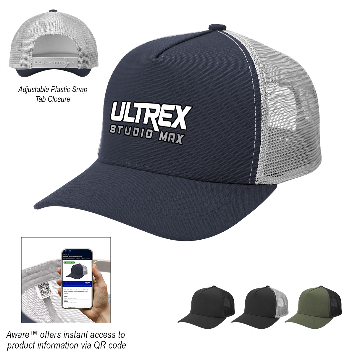 Aware™ Recycled Cotton Cap Mesh Back Cap Product Image