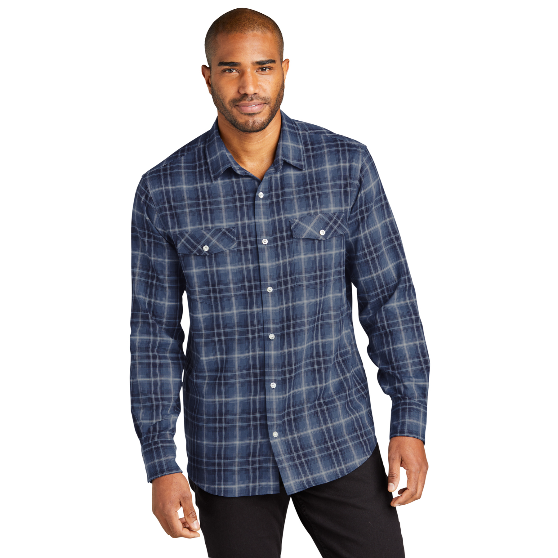 Port Authority Men's Long Sleeve Ombre Plaid Shirt Product Image