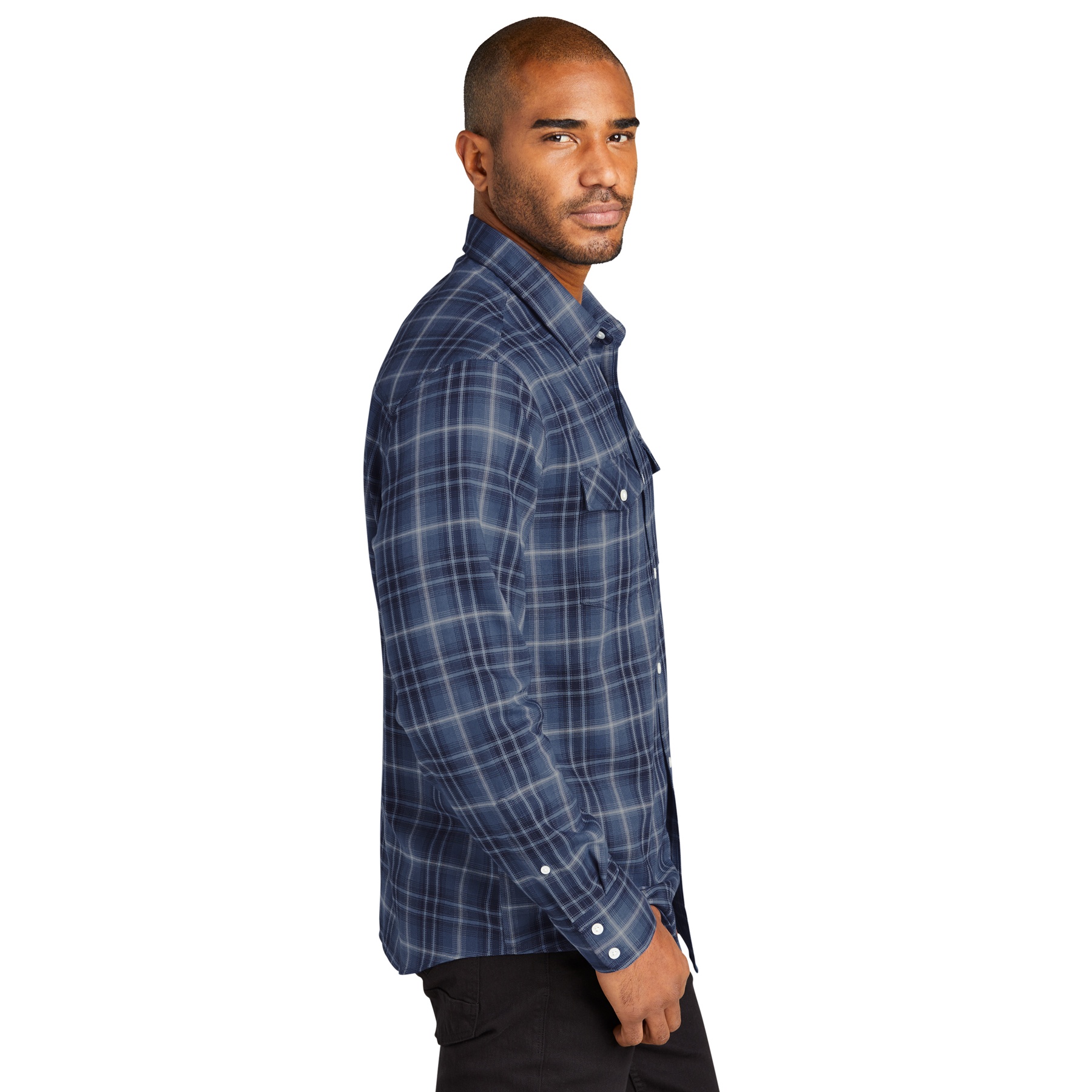 Port Authority Men's Long Sleeve Ombre Plaid Shirt Product Image