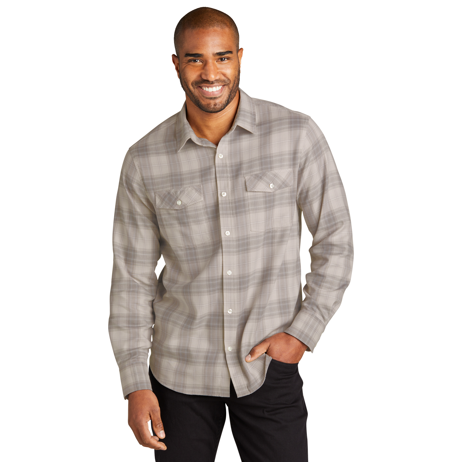 Port Authority Men's Long Sleeve Ombre Plaid Shirt Product Image