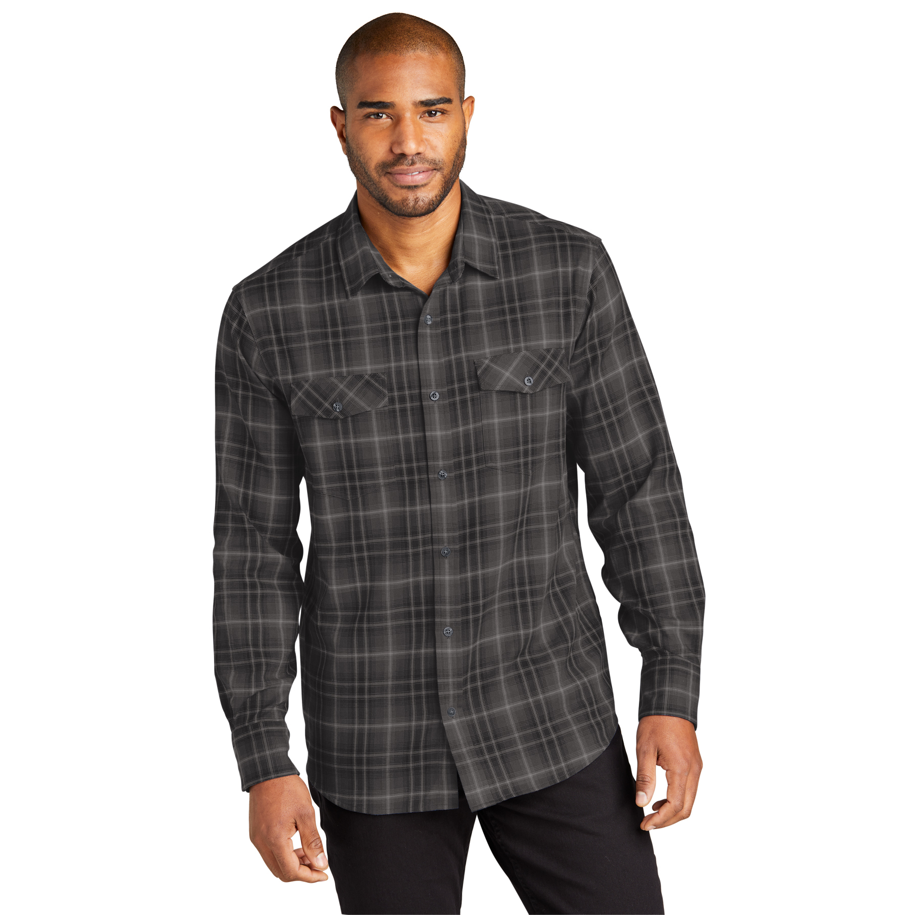 Port Authority Men's Long Sleeve Ombre Plaid Shirt Product Image
