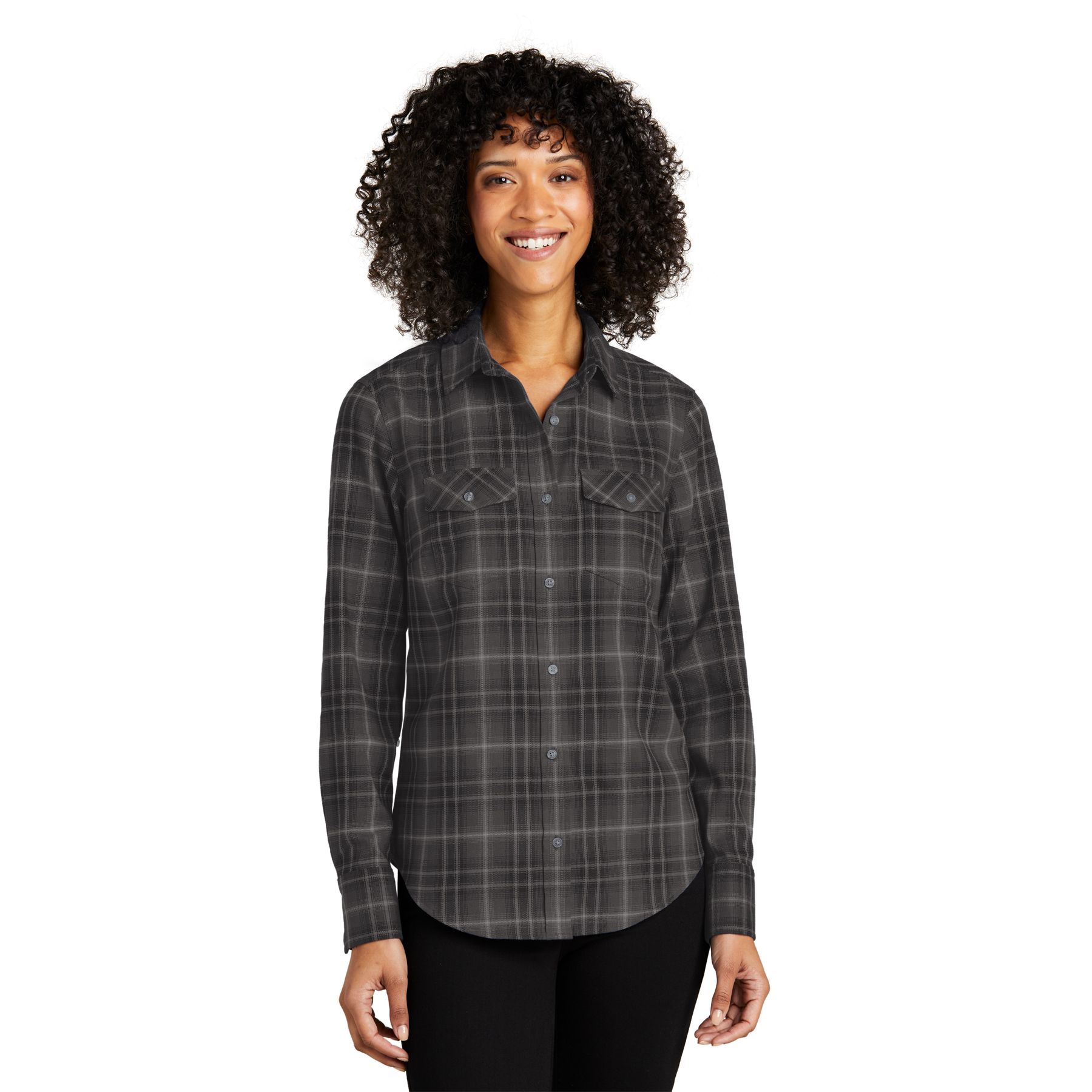 Port Authority Women's Long Sleeve Ombre Plaid Shirt Product Image