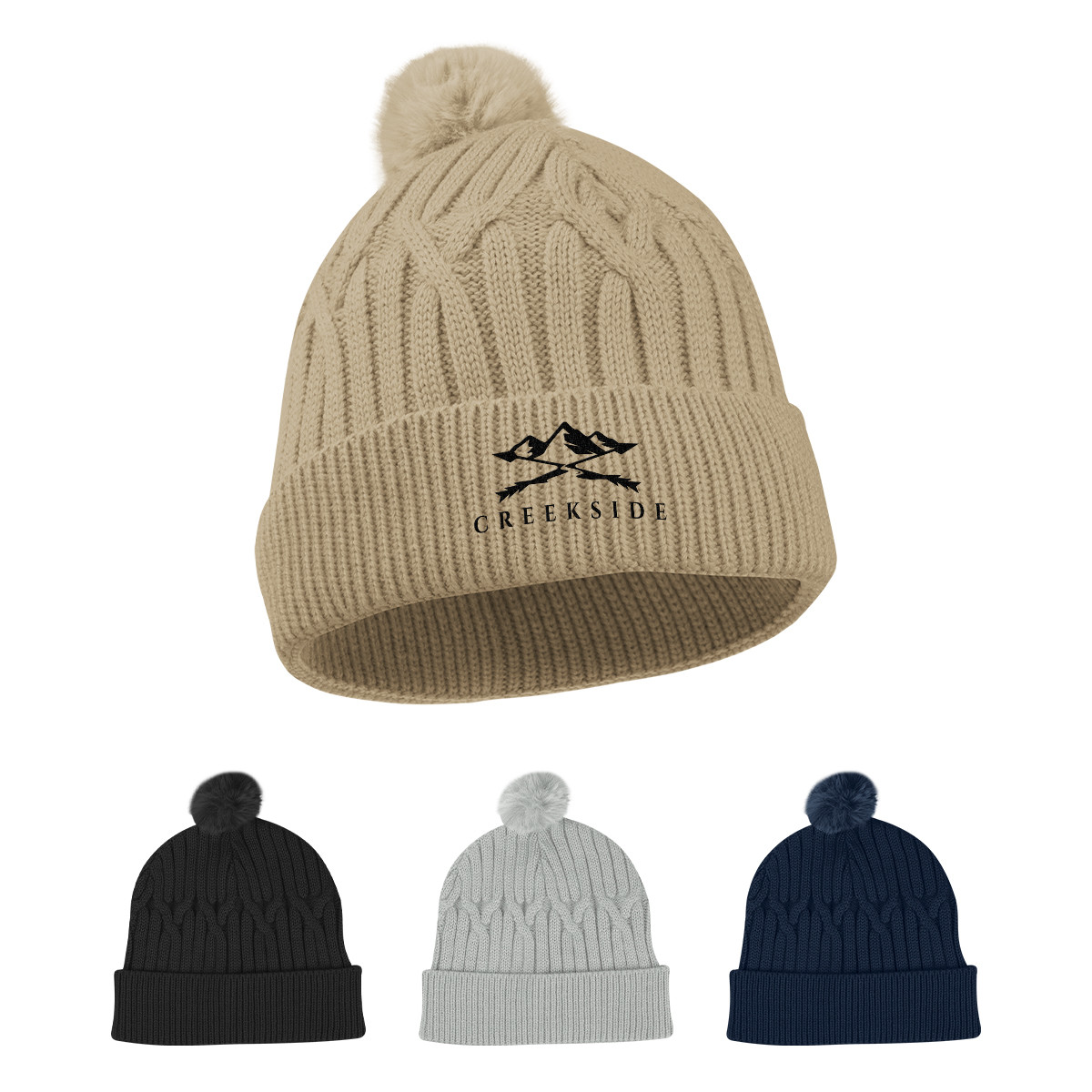 Courtney Cable Knit rPET Pom Beanie Product Image