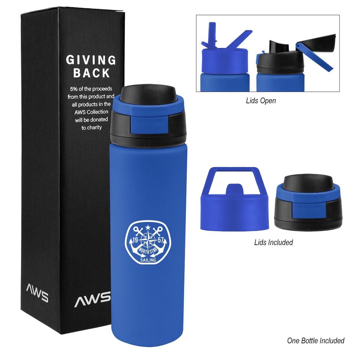 AWS Pop Sip Recycled Stainless Steel Bottle Kit - 24 Oz. Product Image