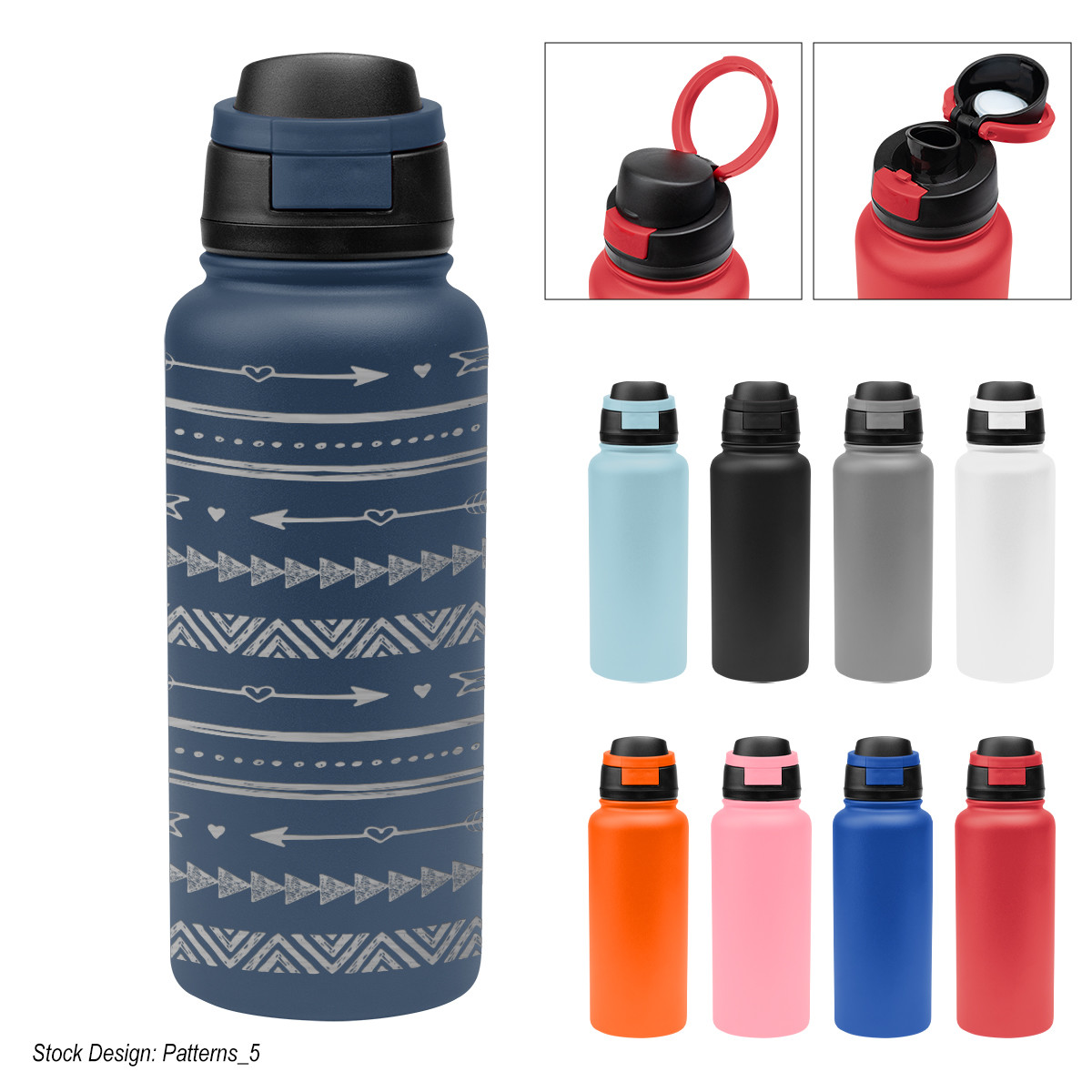 Full Laser Pop Sip Recycled Stainless Steel Bottle - 32 Oz. Product Image