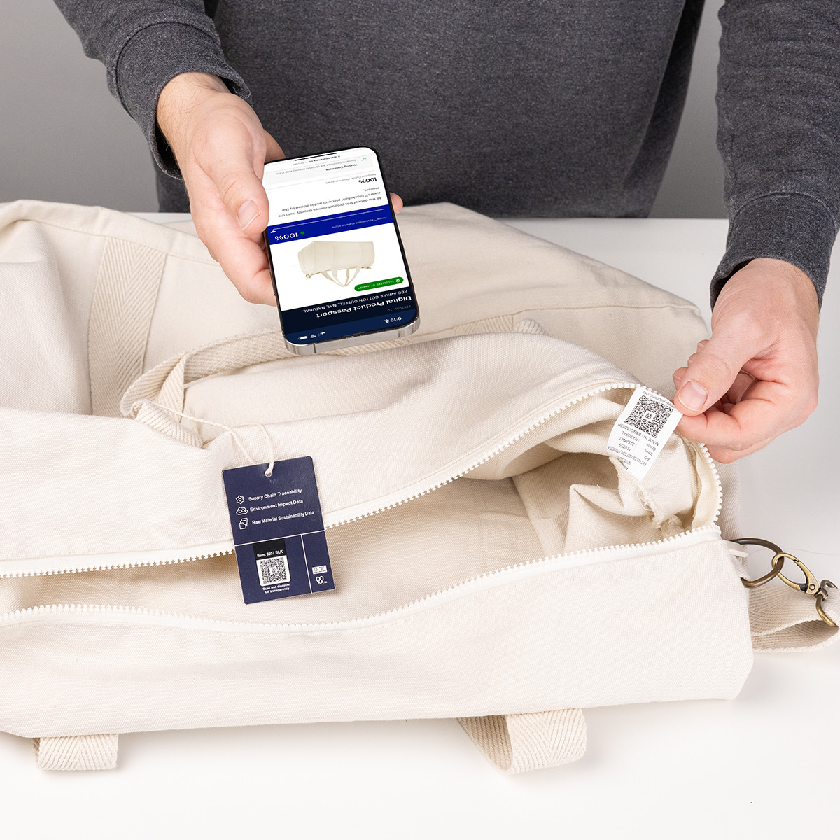 Aware™ 14 Oz. Recycled Cotton Flat Bottom Duffel Bag Product Image