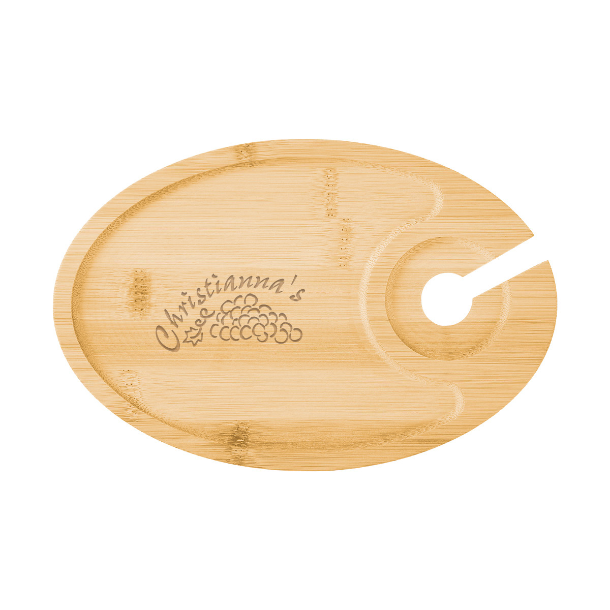 Wine & Dine Recessed Bamboo Tray With Wine Glass Holder Product Image