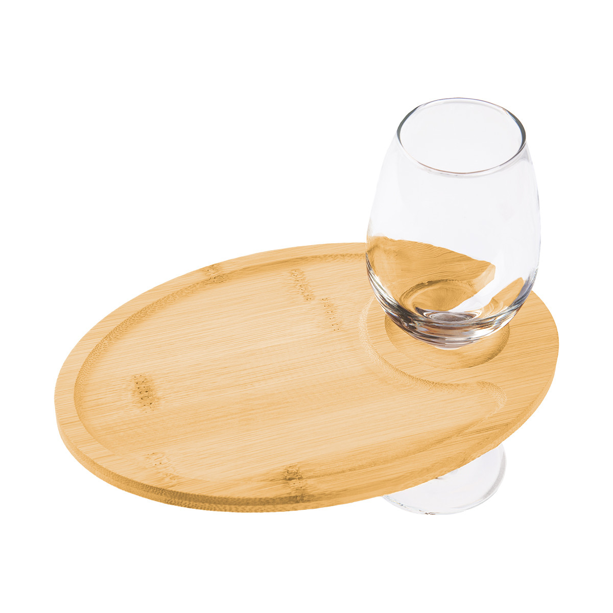Wine & Dine Recessed Bamboo Tray With Wine Glass Holder Product Image