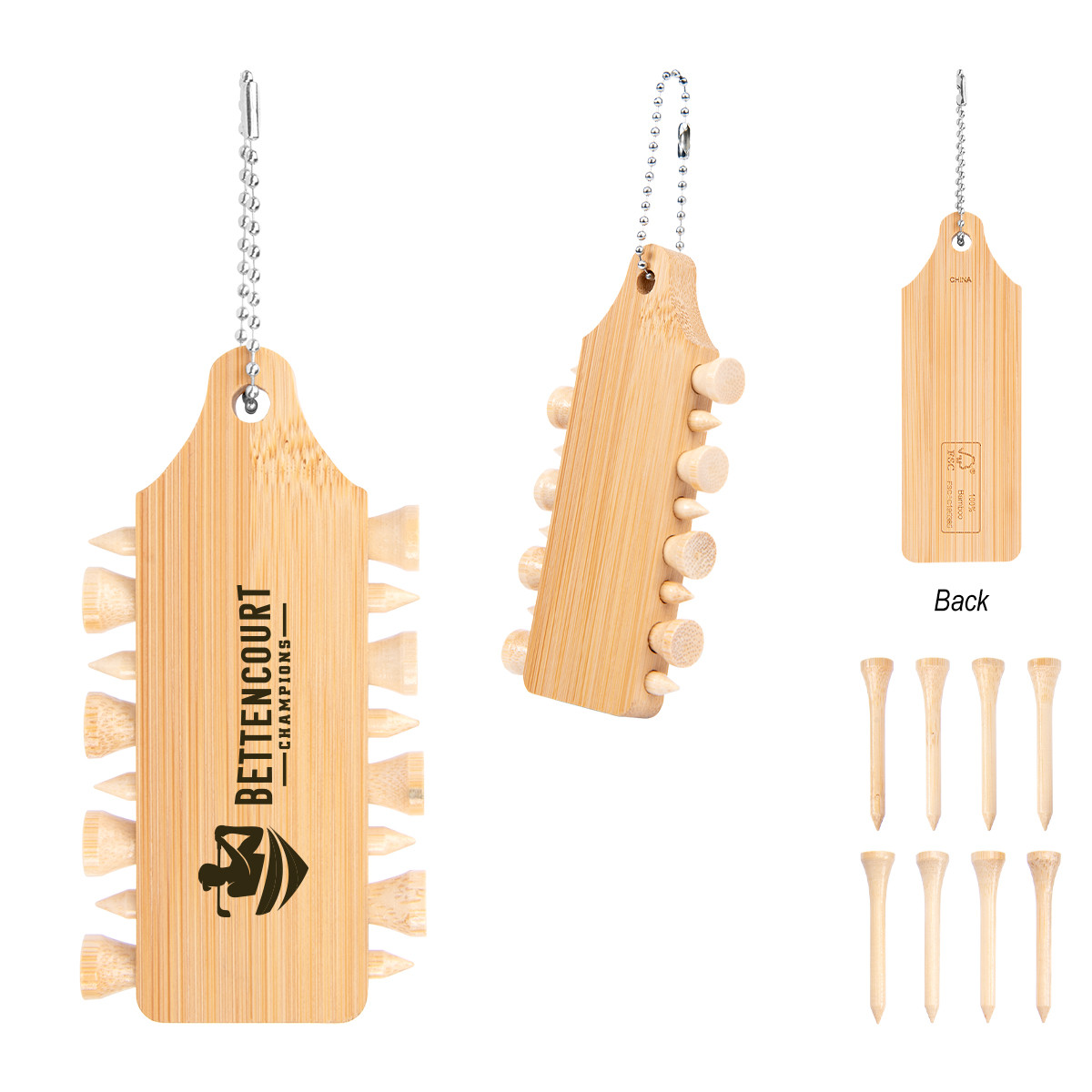 Bamboo Golf Tee Set Keychain Product Image