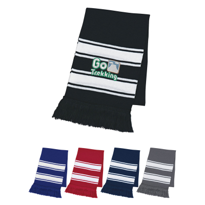 Two-Tone Knit Scarf With Fringe Product Image