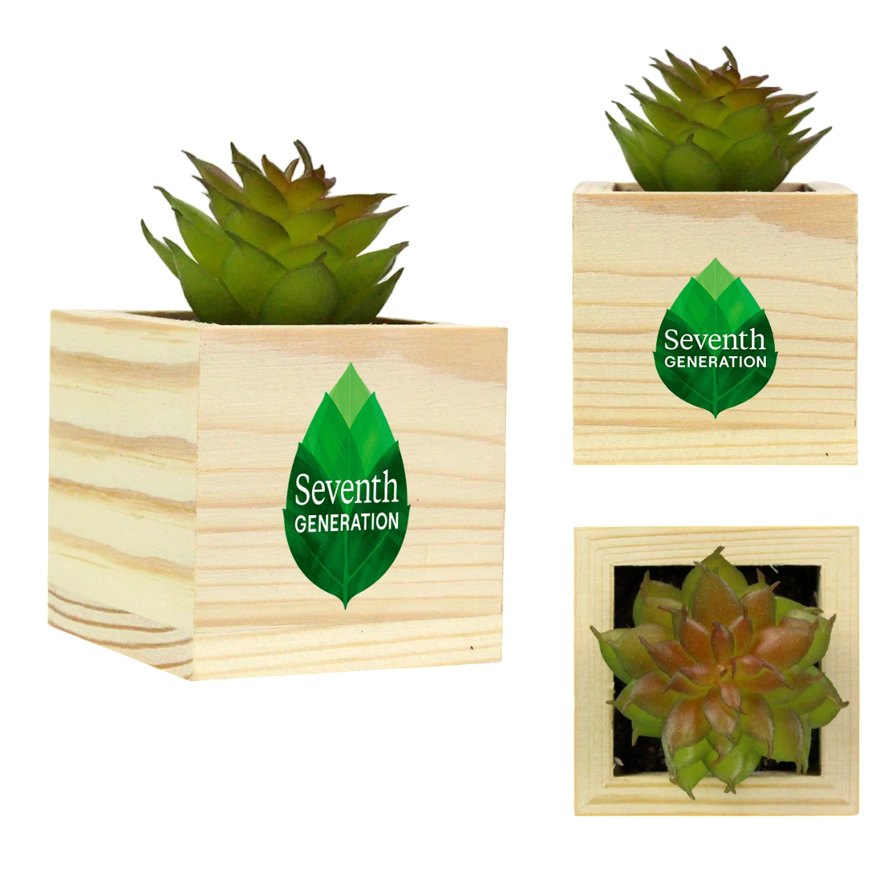 Wooden Planter with Artificial Succulent Product Image
