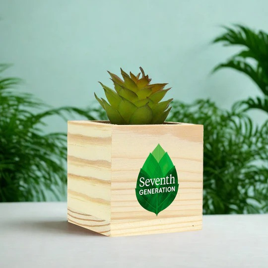 Wooden Planter with Artificial Succulent Product Image