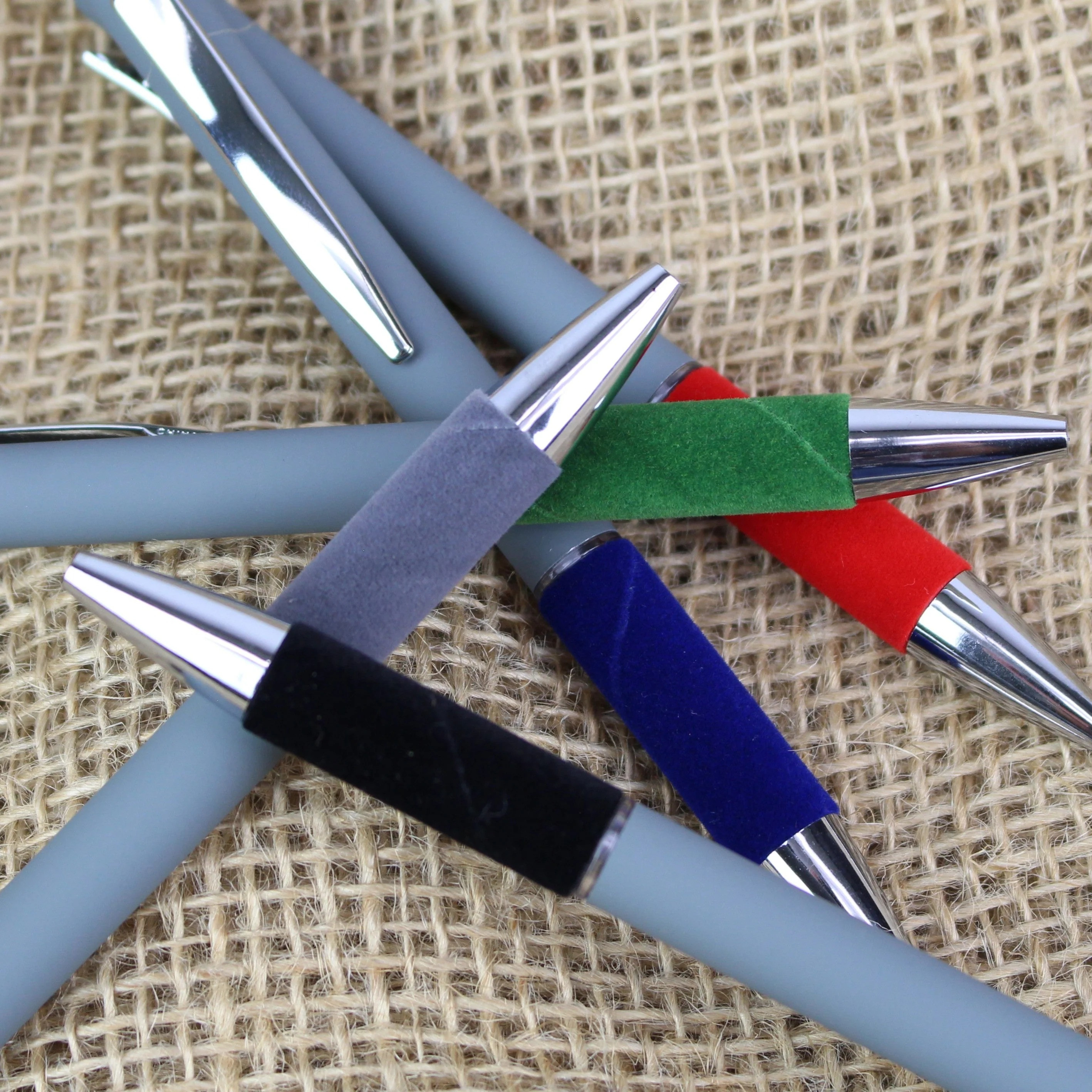 Recycled Aluminum Pen Featuring a Velvet Grip Product Image