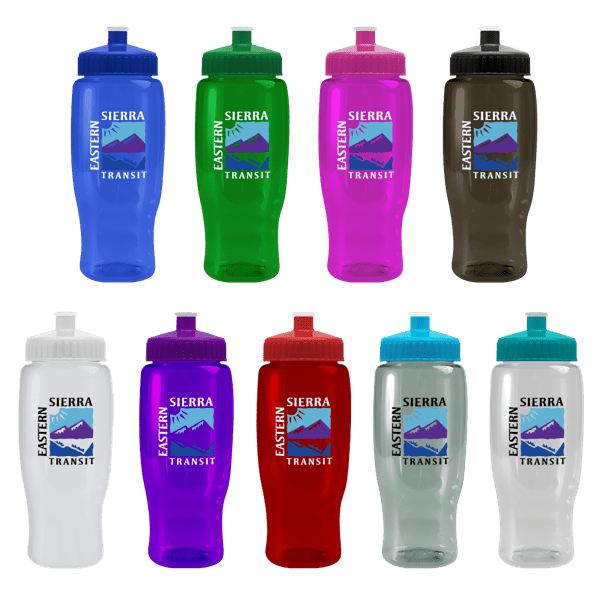 Pedal Pusher Recycled Transparent Contour Bottle w/Push-Pull Lid - 27oz. Product Image