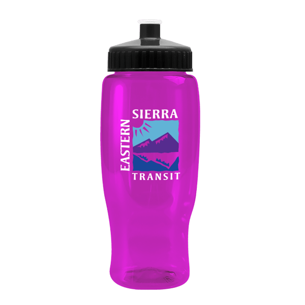 Pedal Pusher Recycled Transparent Contour Bottle w/Push-Pull Lid - 27oz. Product Image