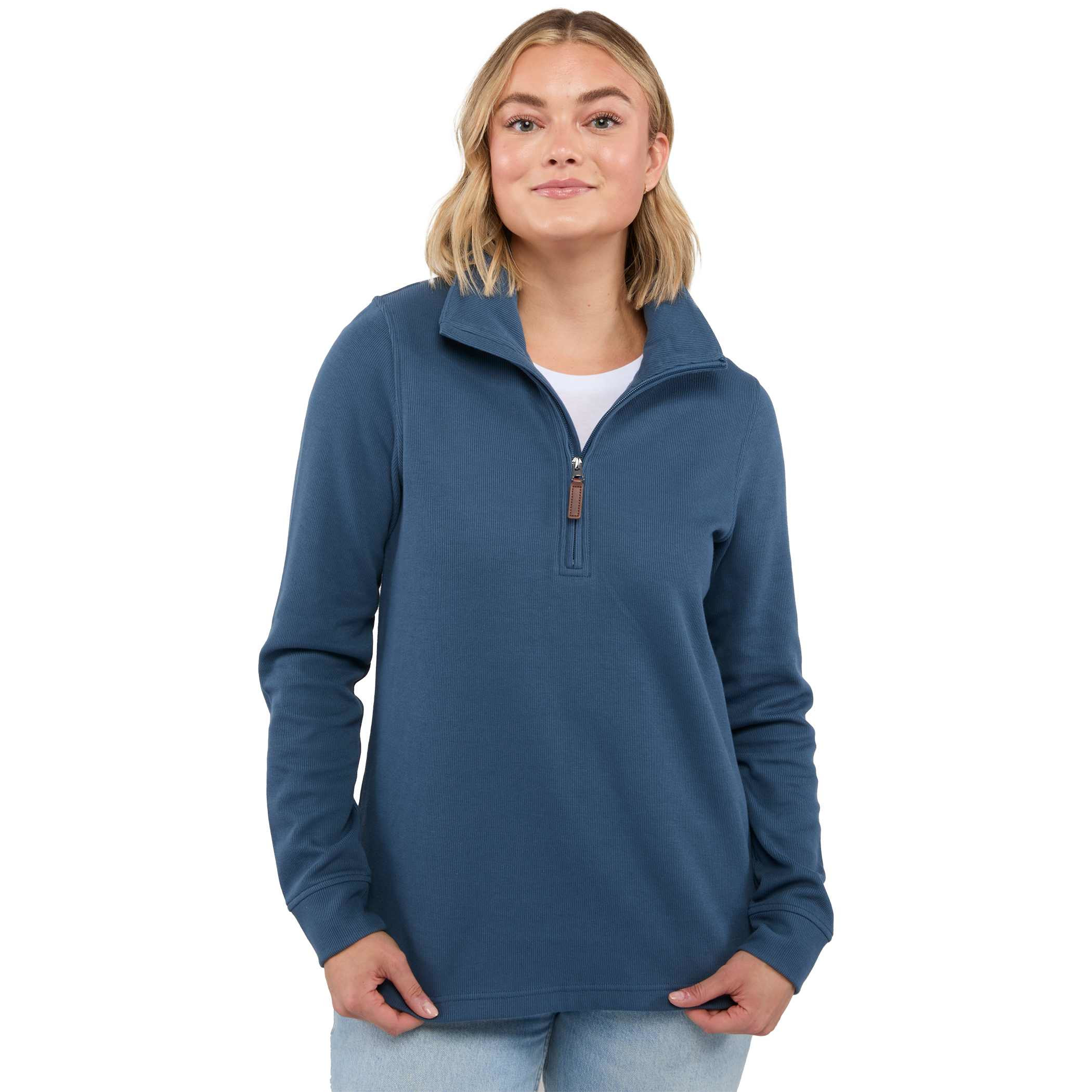 Women's Hudson Eco Knit Quarter Zip Ribbed Sweater Product Image