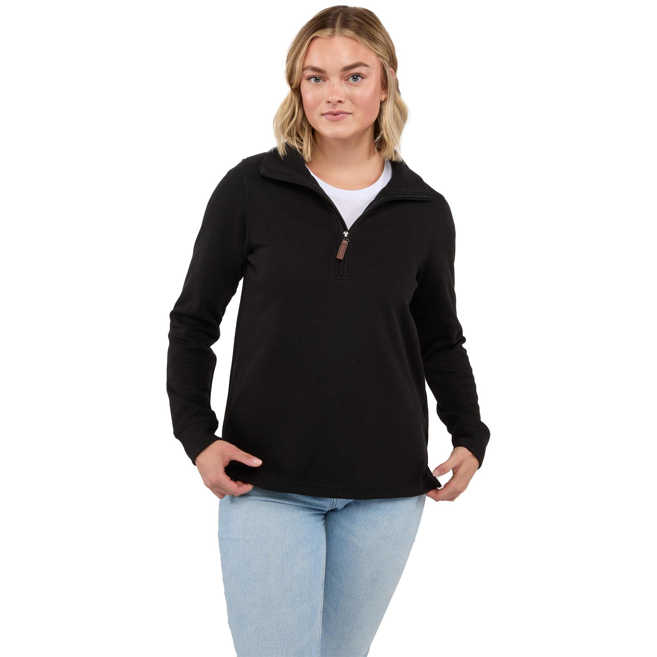 Women's Hudson Eco Knit Quarter Zip Ribbed Sweater Product Image