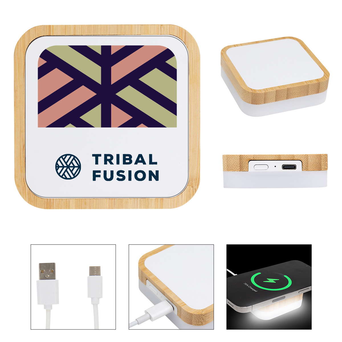 Bamboo Wireless Charger Night Light Product Image