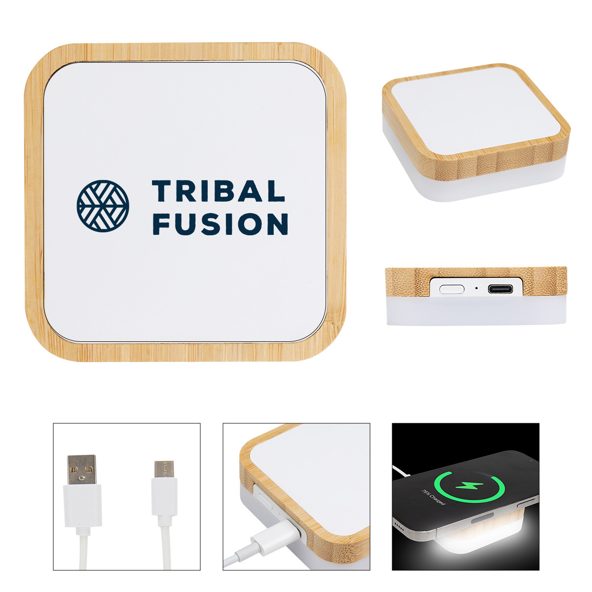 Bamboo Wireless Charger Night Light Product Image