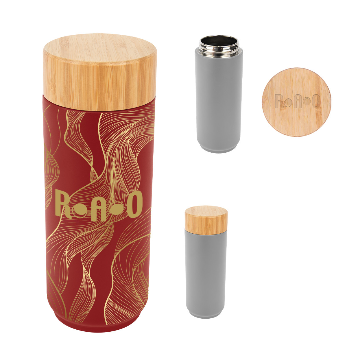 Full Color Stainless Steel Lexington Bottle with Bamboo Lid - 16 oz. Product Image
