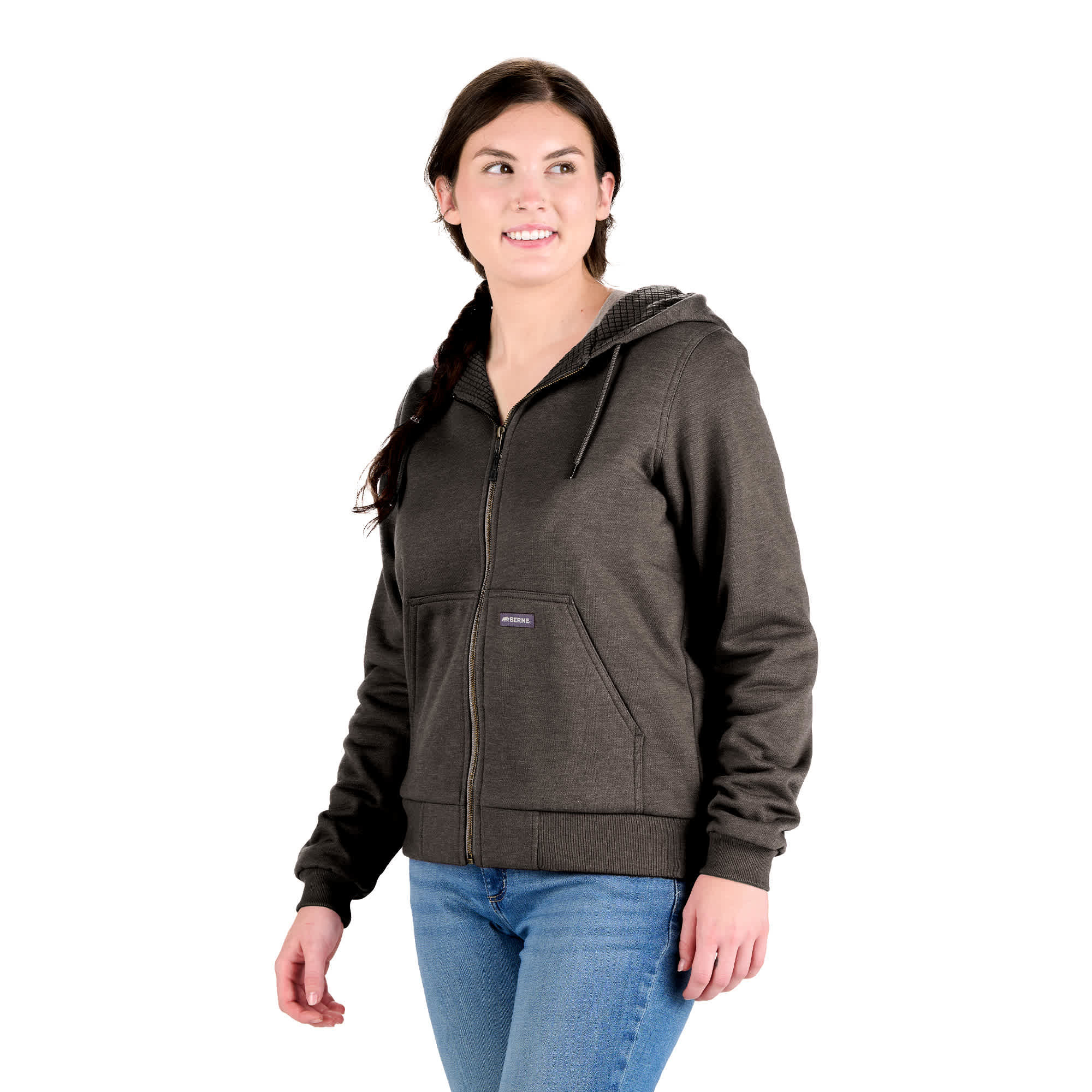BERNE Women's Heritage Grid Fleece-Lined Full-Zip Hooded Sweatshirt Product Image