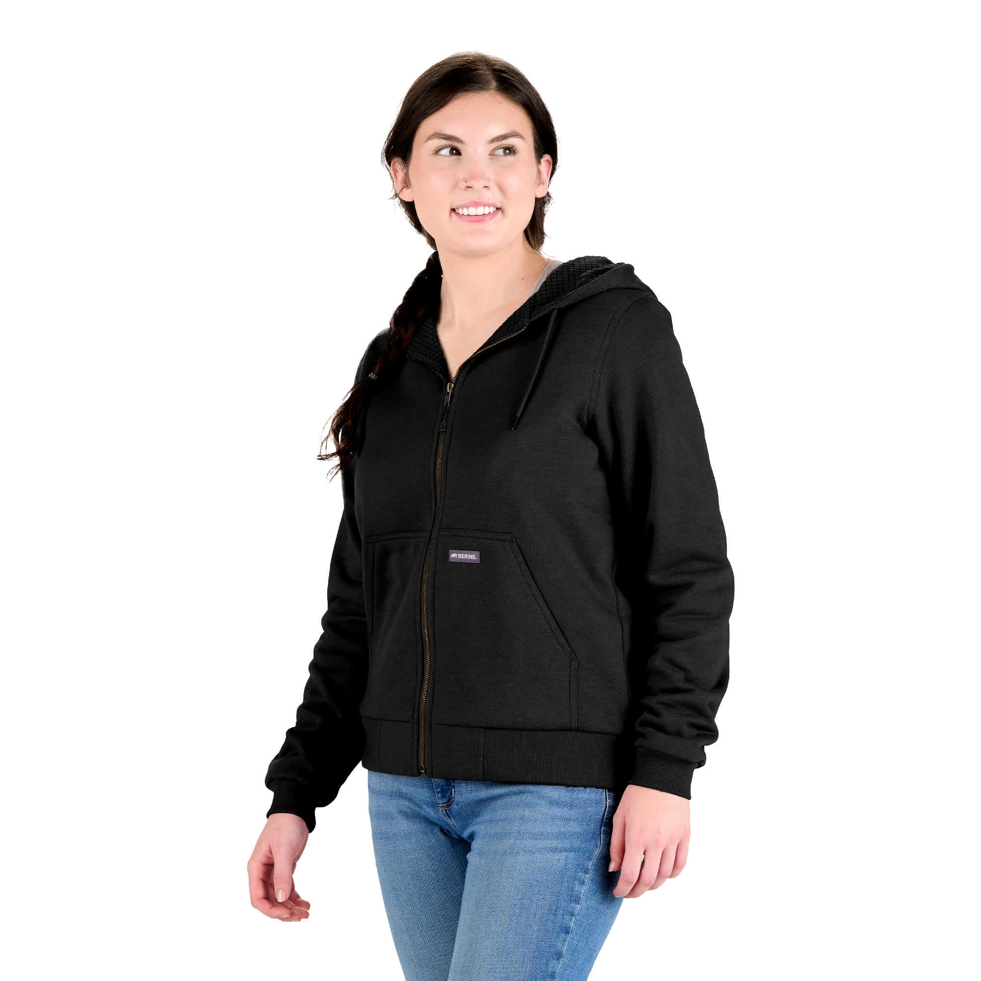 BERNE Women's Heritage Grid Fleece-Lined Full-Zip Hooded Sweatshirt Product Image