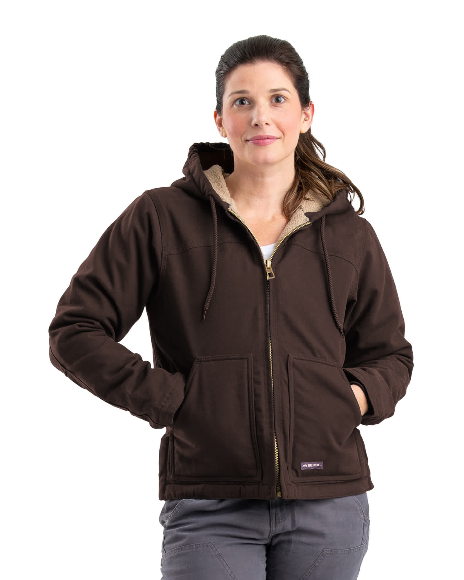 BERNE Women's Sherpa-Lined Duck Hooded Jacket Product Image