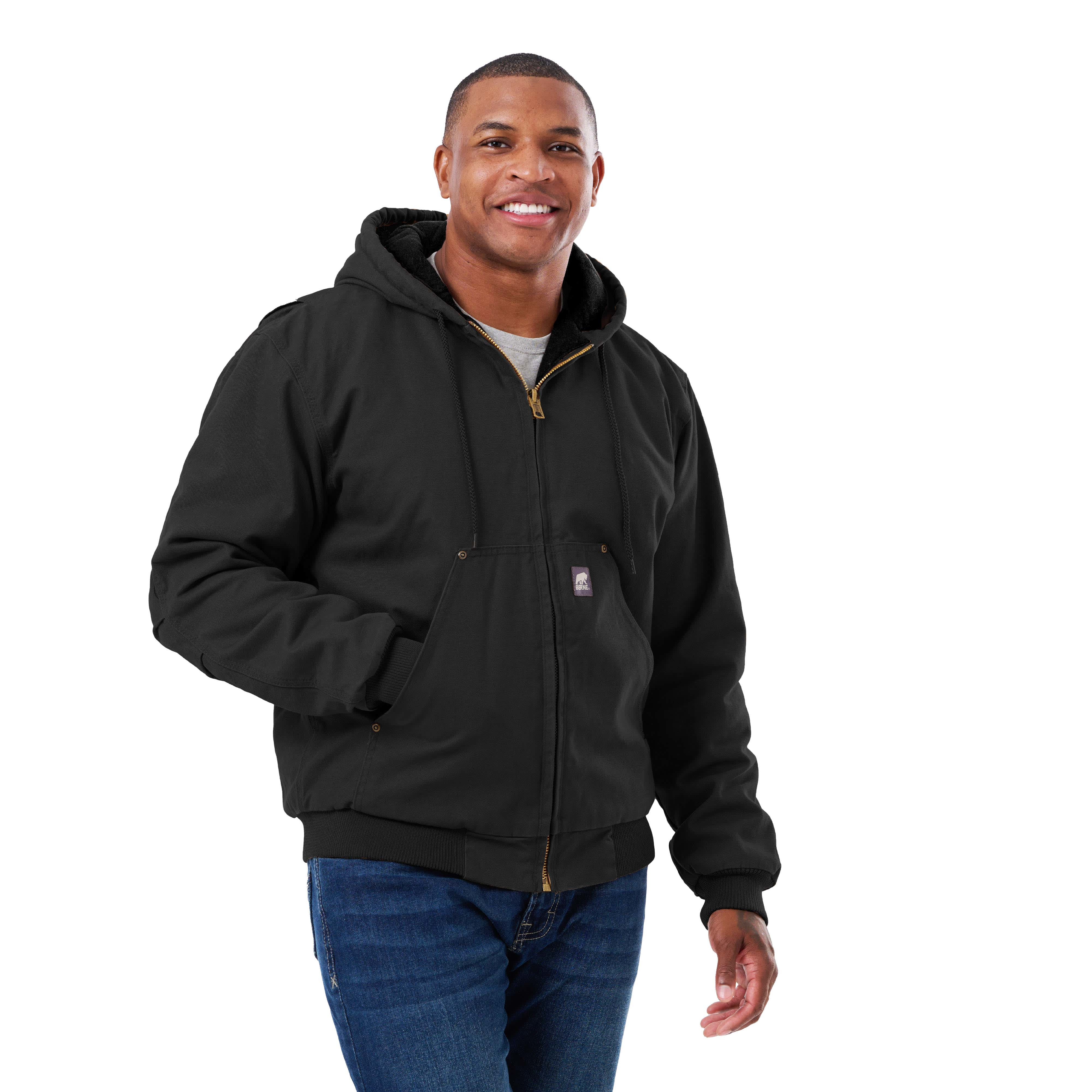 BERNE Men's Heartland Washed Duck Hooded Work Jacket Product Image