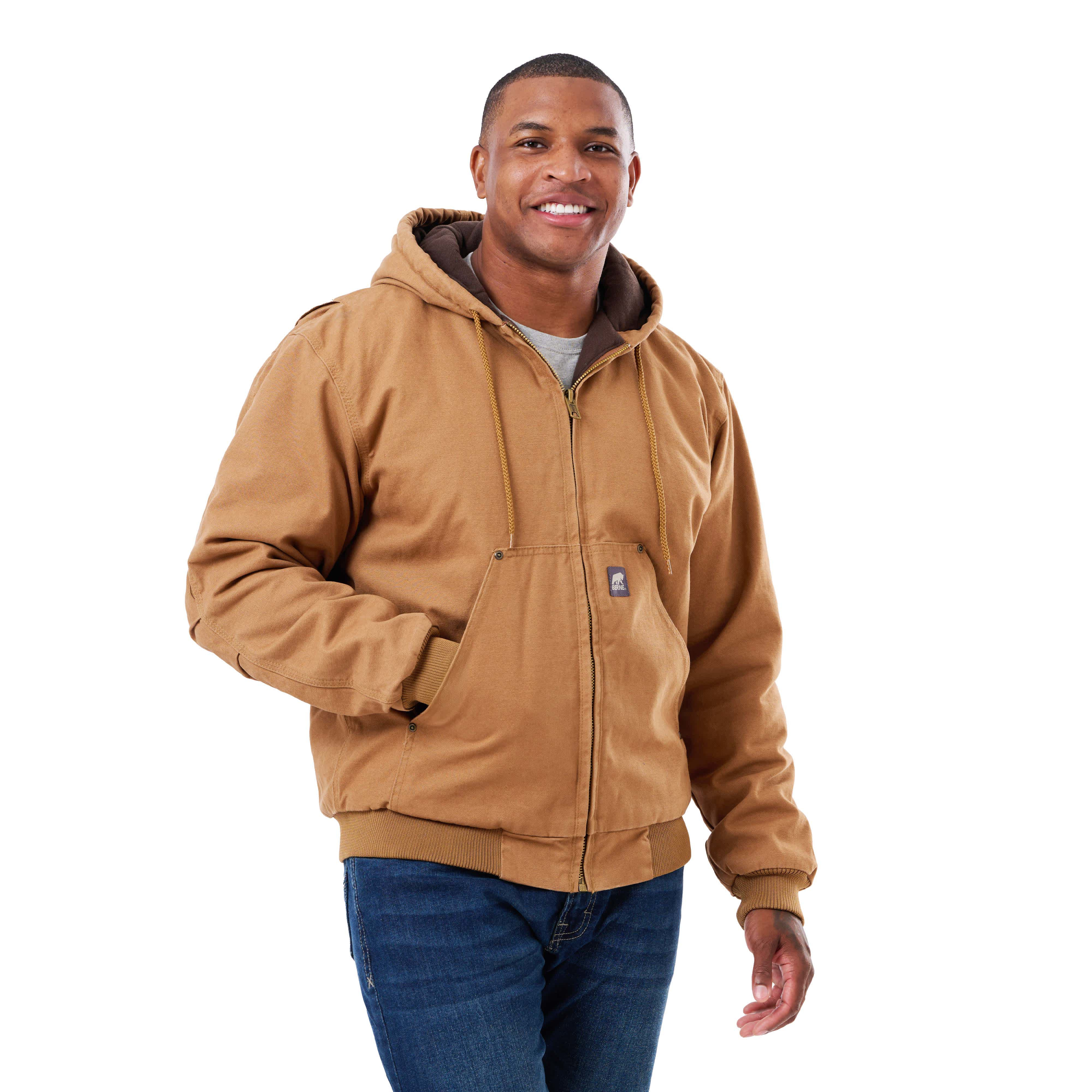 BERNE Men's Heartland Washed Duck Hooded Work Jacket Product Image