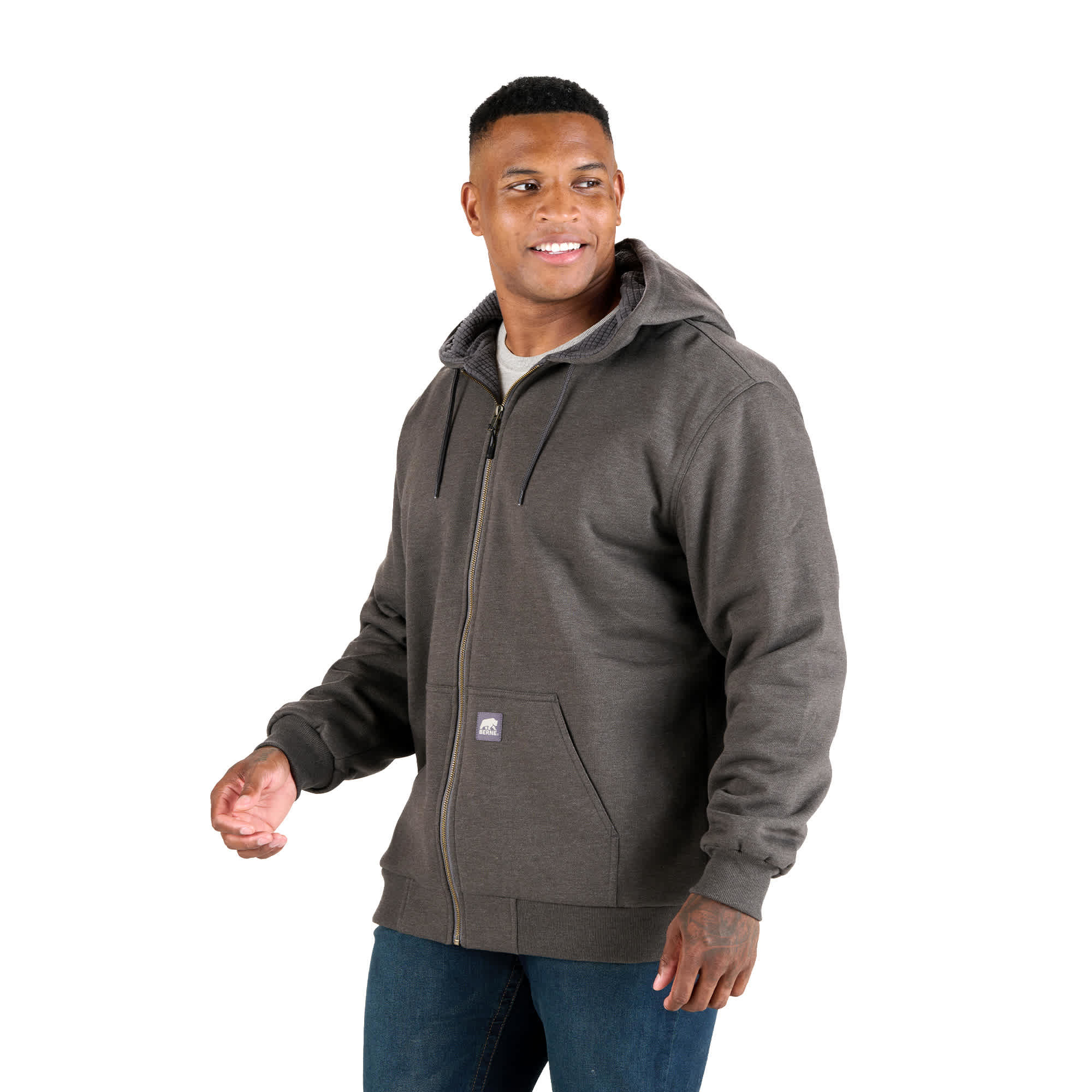 BERNE Men's Heritage Grid Fleece-Lined Full-Zip Hooded Sweatshirt Product Image