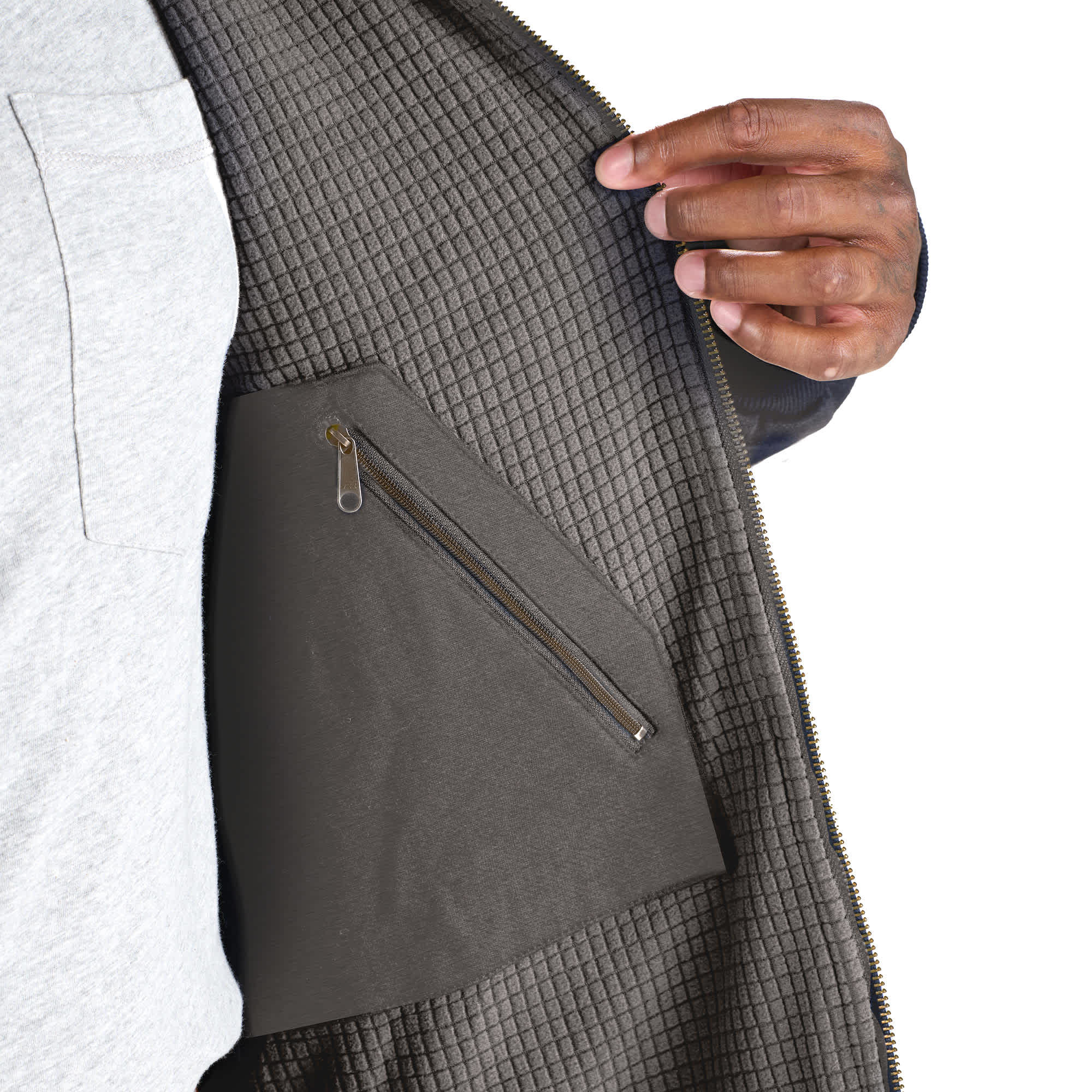 BERNE Men's Heritage Grid Fleece-Lined Full-Zip Hooded Sweatshirt Product Image