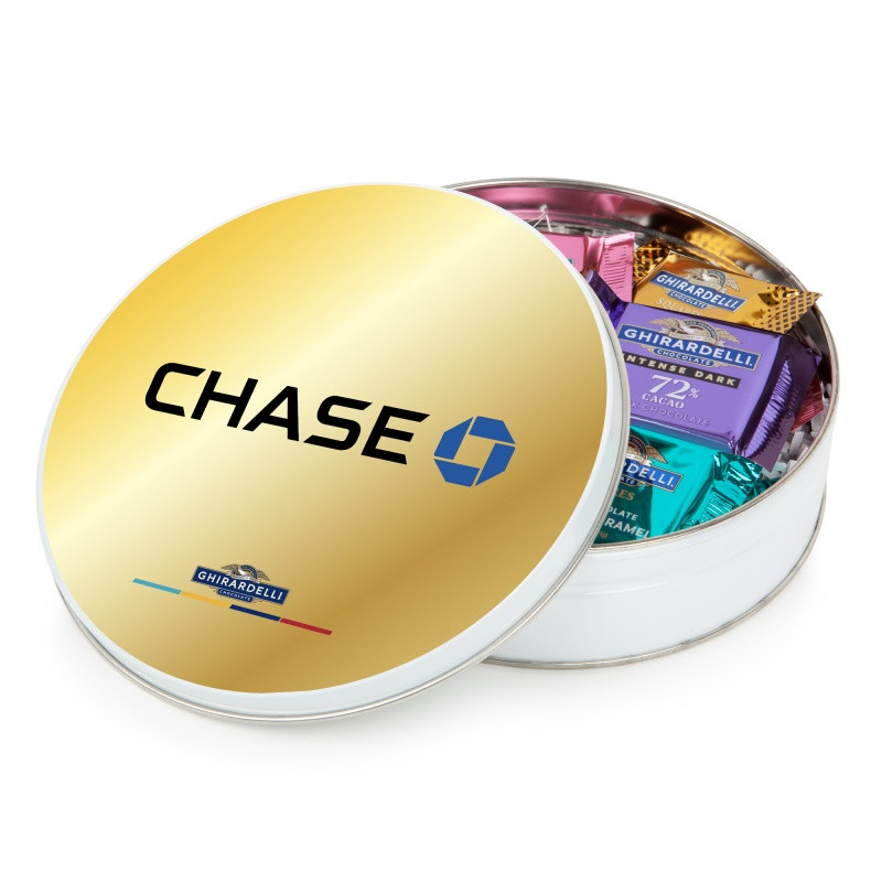 Ghirardelli® Chocolate Squares Round Gift Tin Product Image