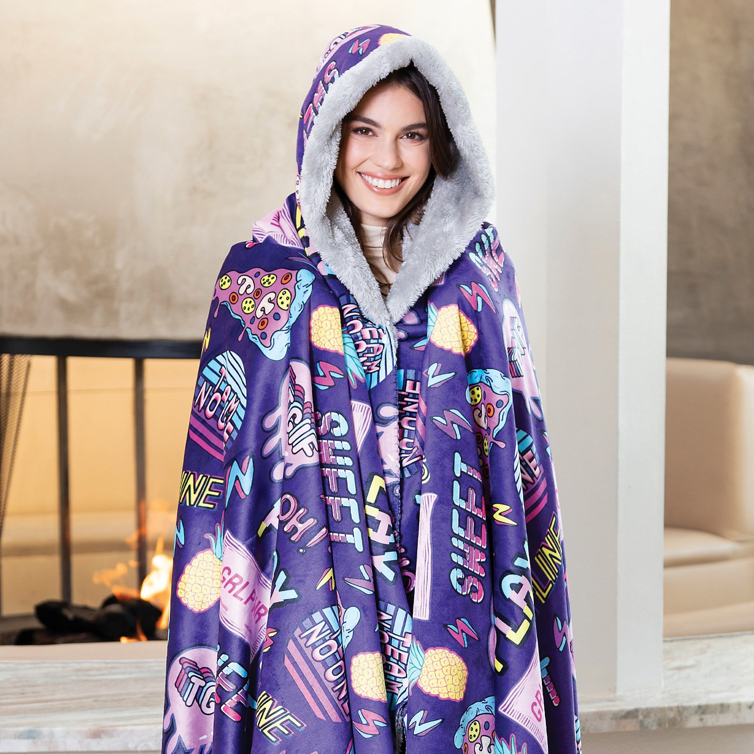 Sublimated Hooded Wearable Blanket Product Image