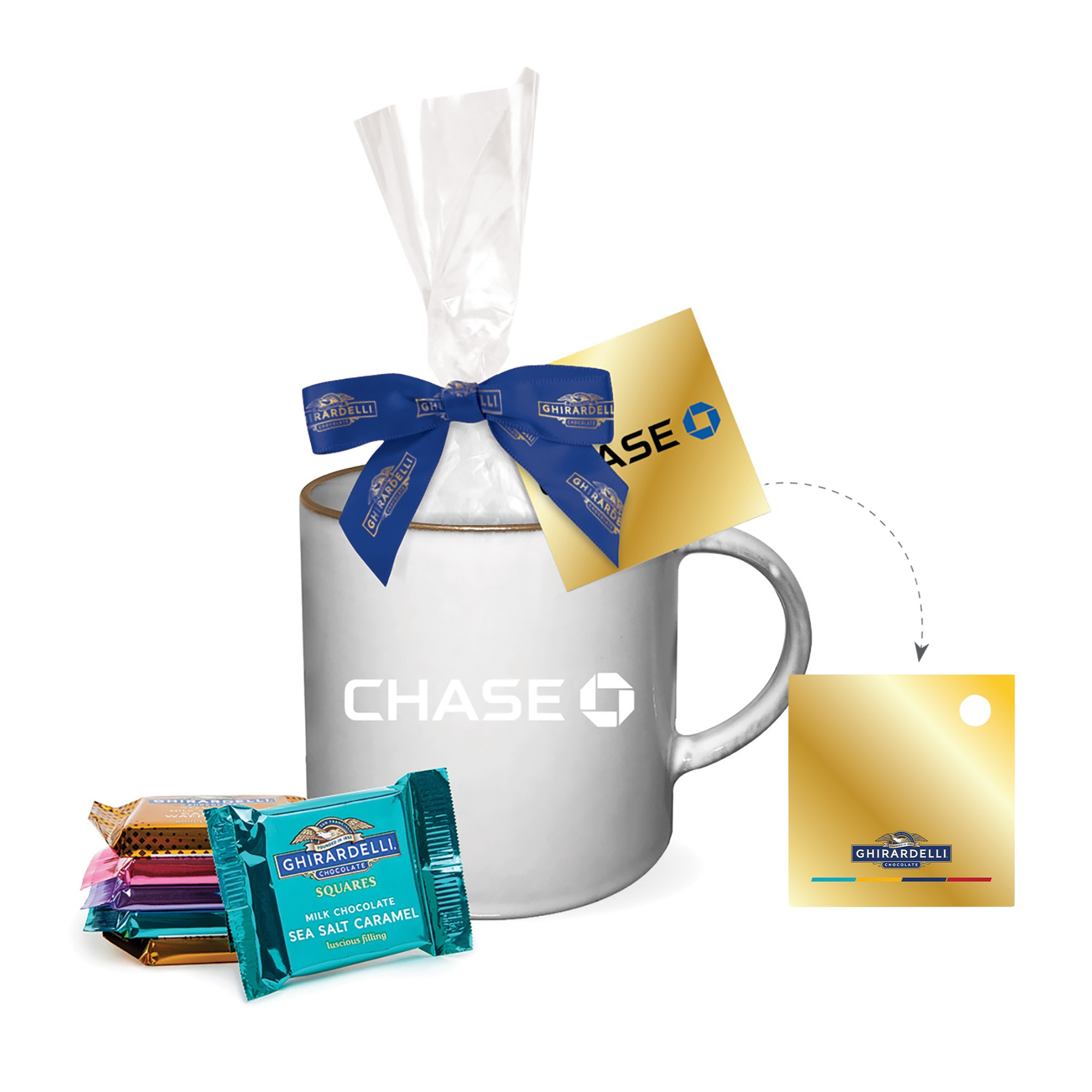 Ghirardelli® Chocolate Squares Mug Drop with 18 oz. Ghost Glaze Mug Product Image