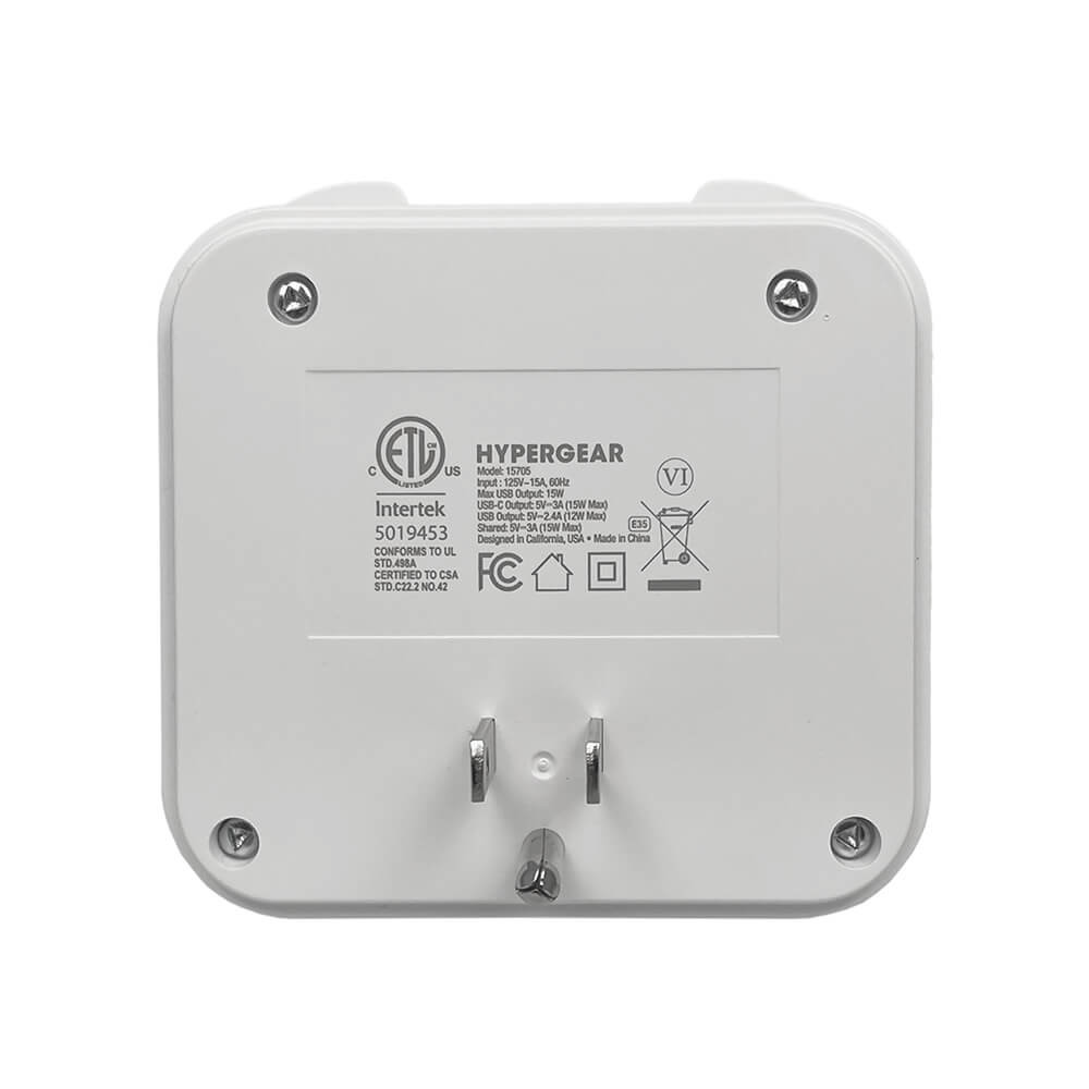 HyperGear Multi Plug 5 Outlet Extender with USB-C & USB Ports Product Image