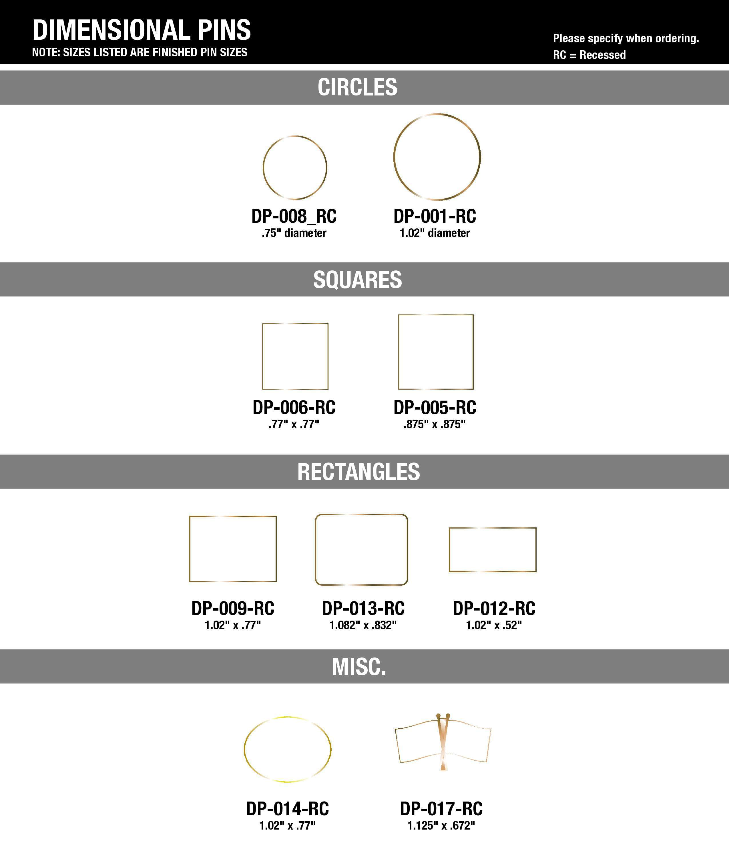 Barrel Polished Brass Dimensional Pin Product Image
