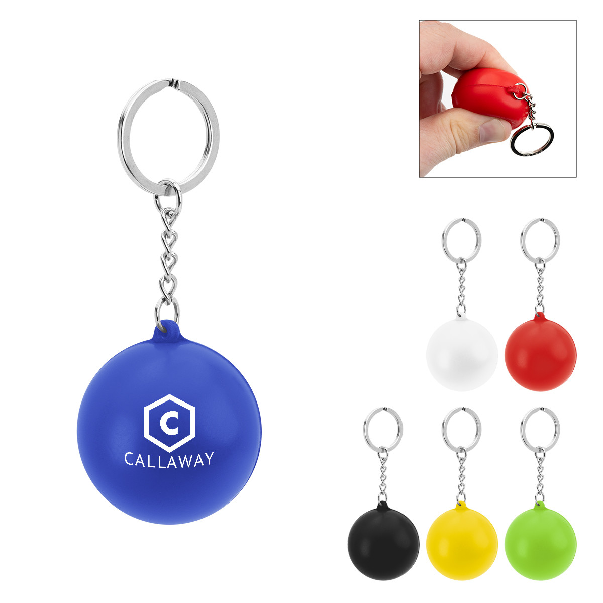 Round PU Stress Reliever Keychain Product Image