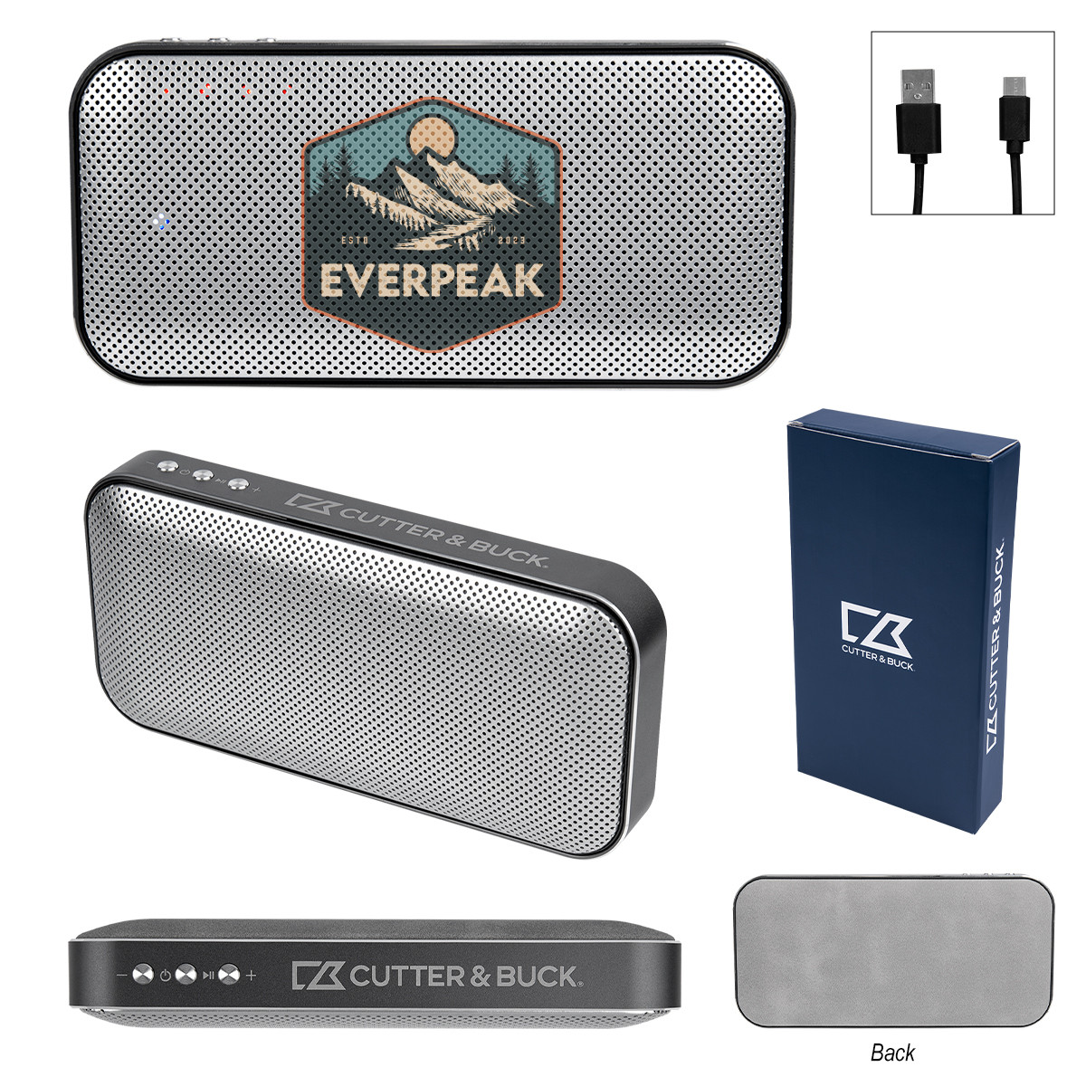 Cutter & Buck® Aluminum Suede Speaker And Power Bank Product Image