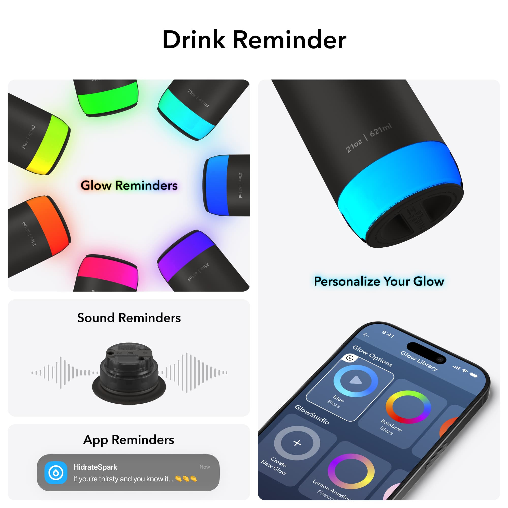 HidrateSpark PRO Smart Bottle with Chug Lid - 21 oz. Product Image