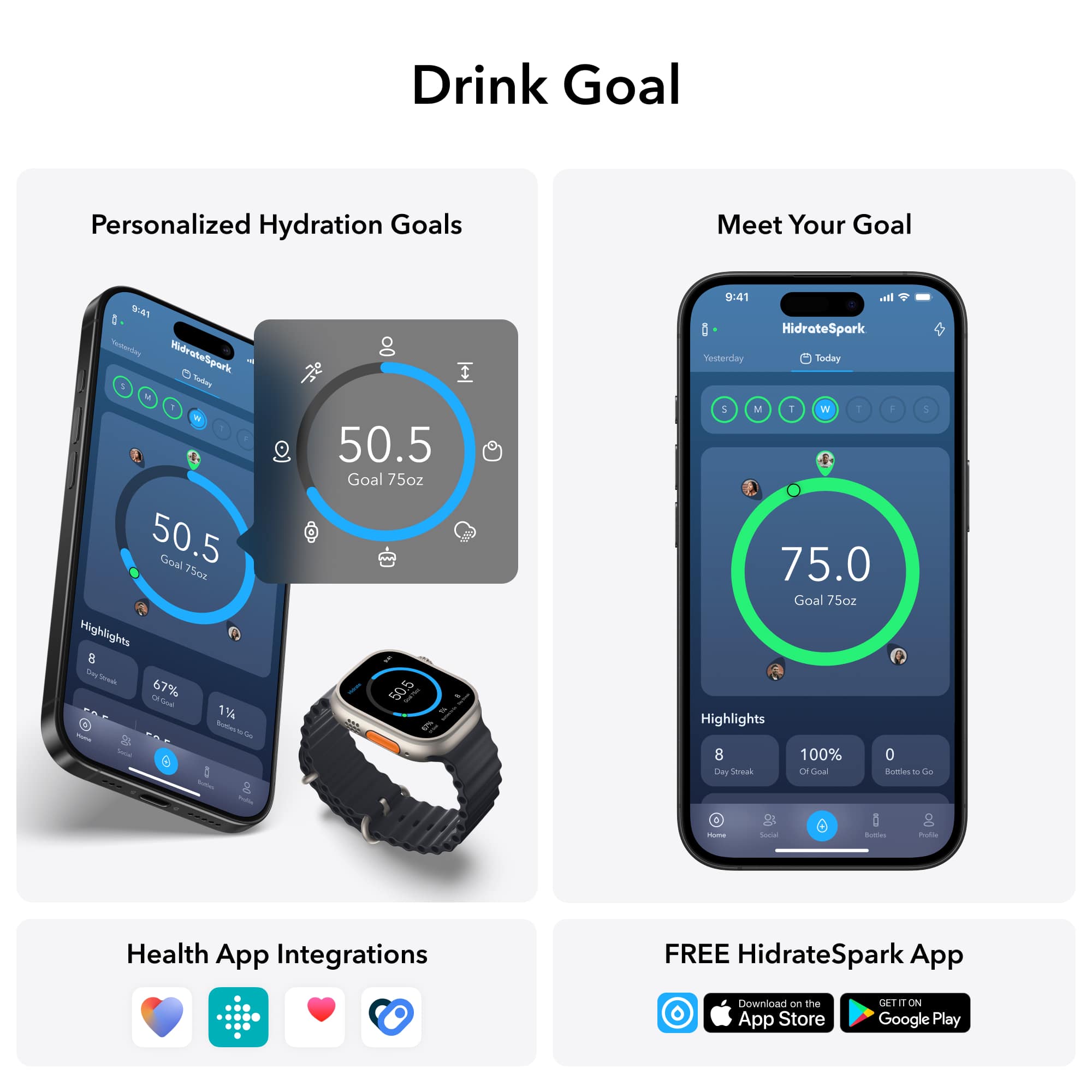 HidrateSpark PRO Smart Bottle with Chug Lid - 21 oz. Product Image