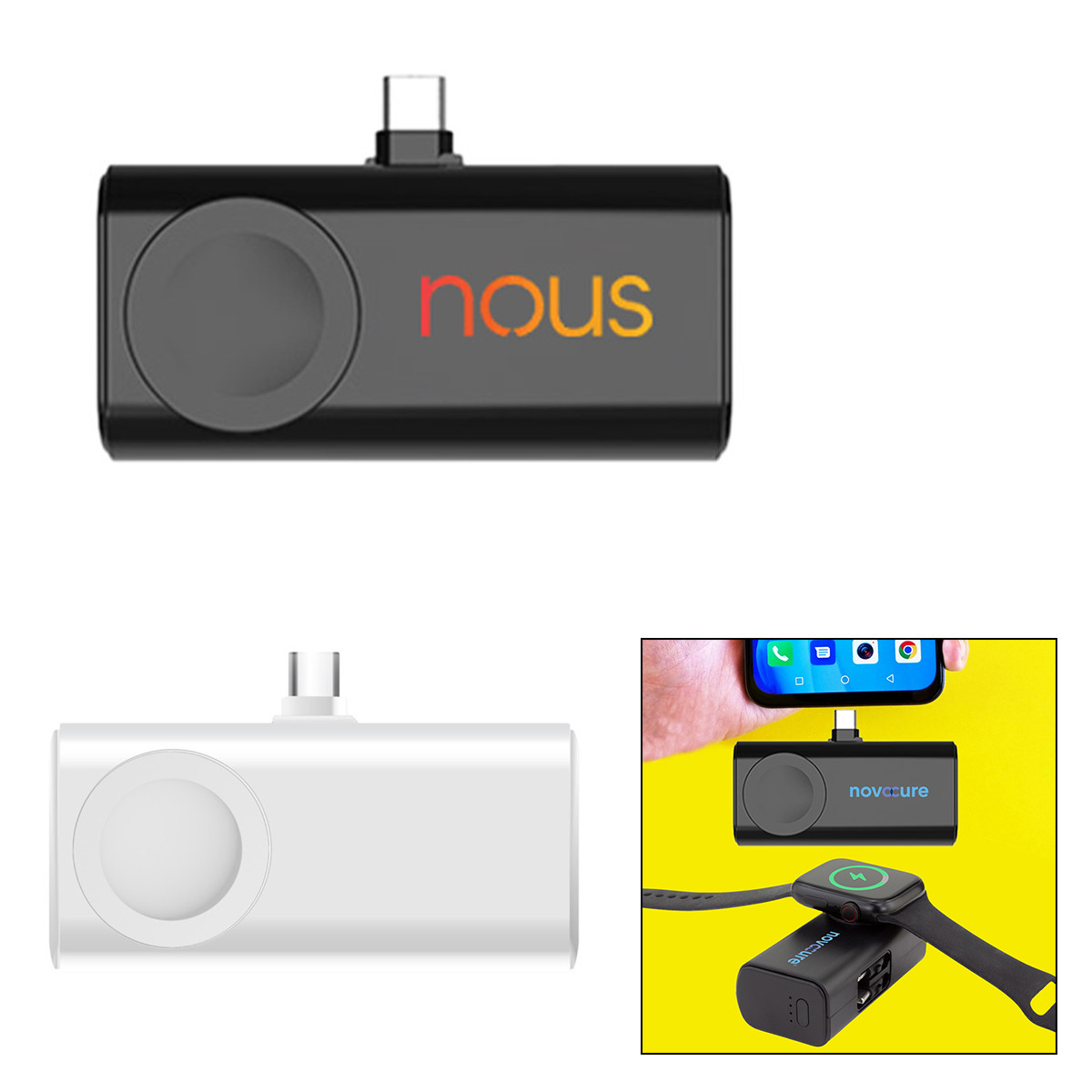 5,000 mAh Dual Plug Power Bank with Watch Charger Product Image