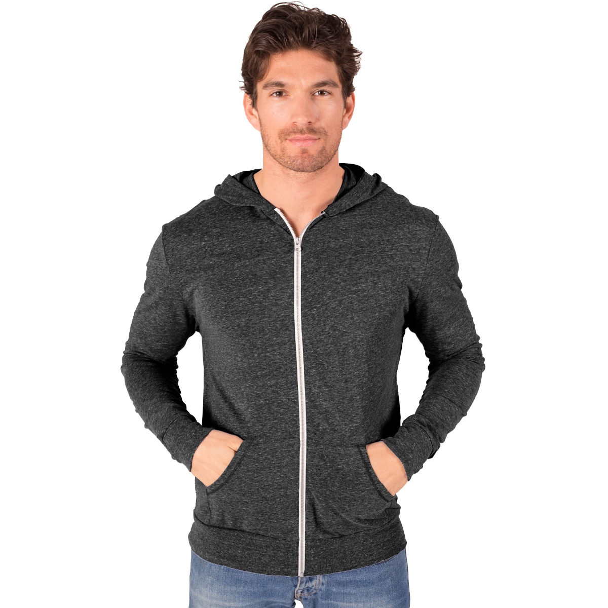 Blue Generation Adult Triblend Contrast Zip Front Hoodie Product Image