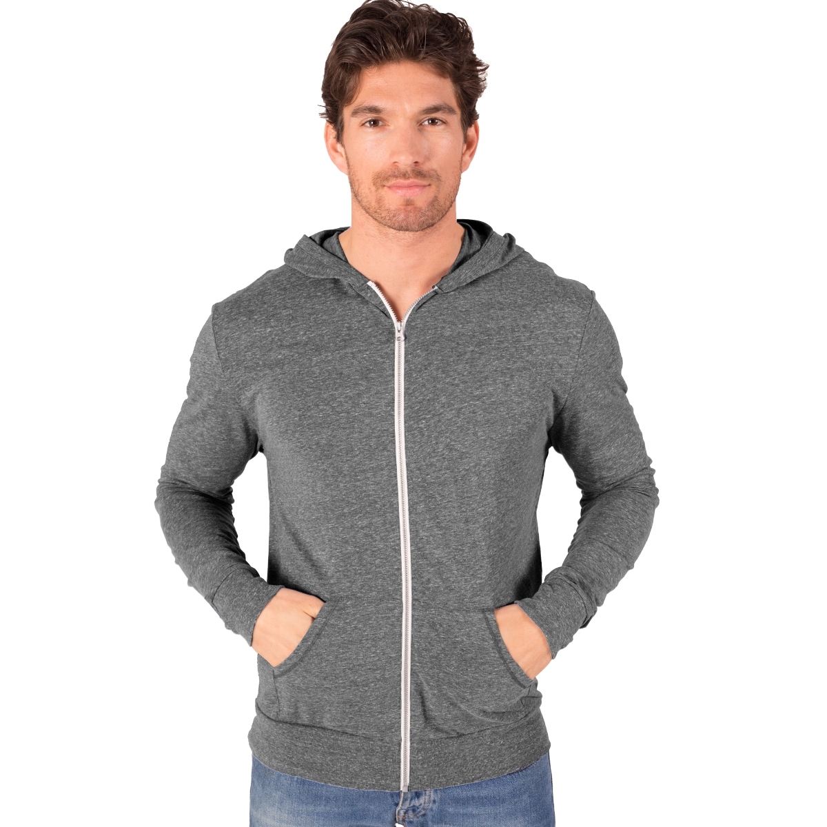 Blue Generation Adult Triblend Contrast Zip Front Hoodie Product Image