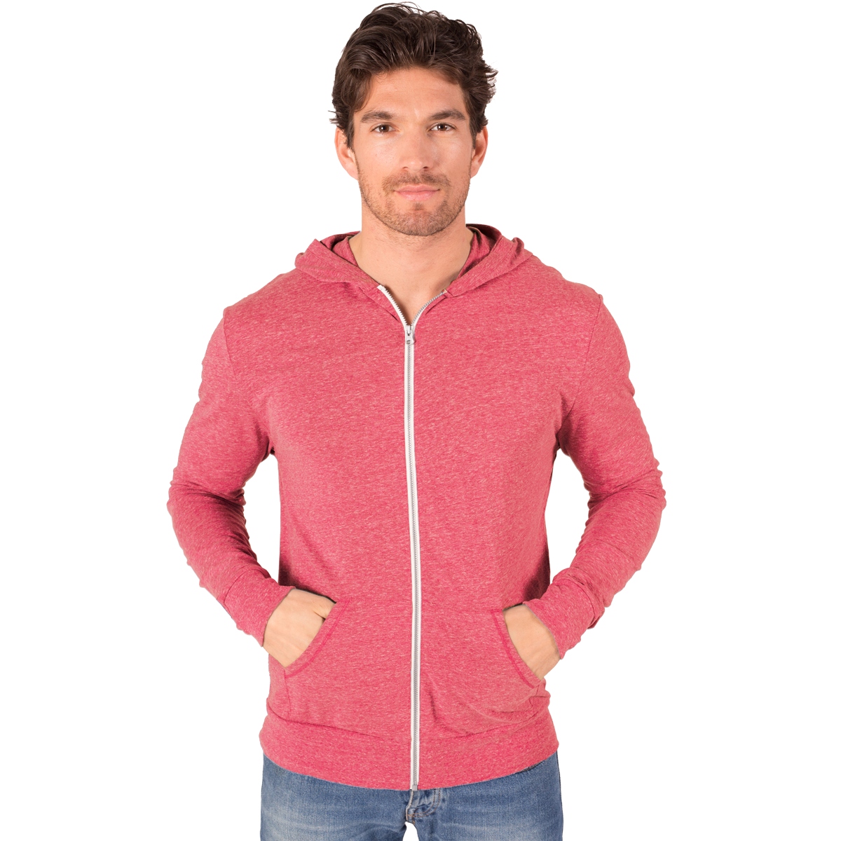 Blue Generation Adult Triblend Contrast Zip Front Hoodie Product Image