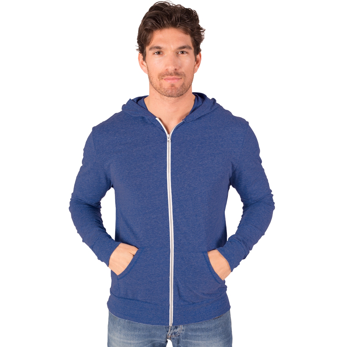 Blue Generation Adult Triblend Contrast Zip Front Hoodie Product Image