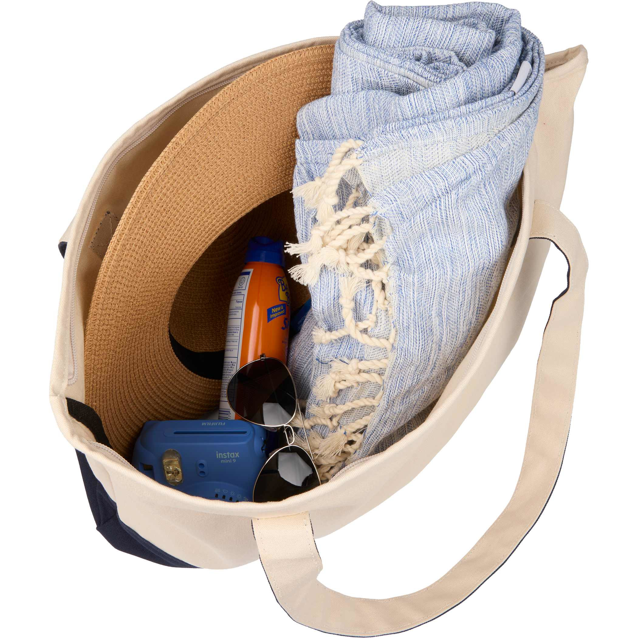 Color Accent 12 oz. Recycled Cotton Zippered Tote Product Image