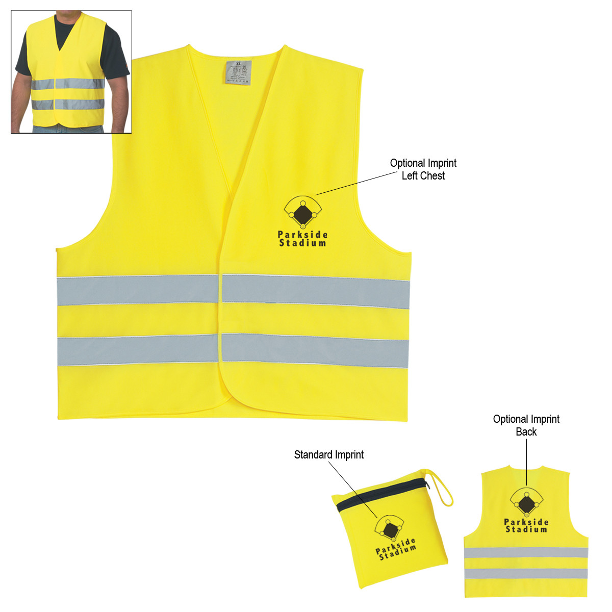 Reflective Safety Vest in Zippered Pouch Product Image